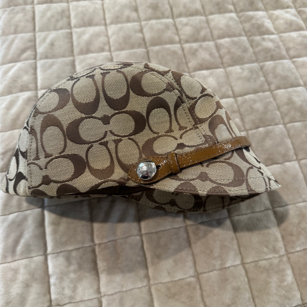 Coach Tan and Brown Monogram Hat